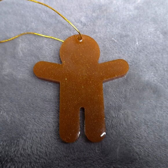 Handmade Resin Set Of 4 Glittery Gingerbread Men Women Christmas Ornaments - Picture 9 of 9